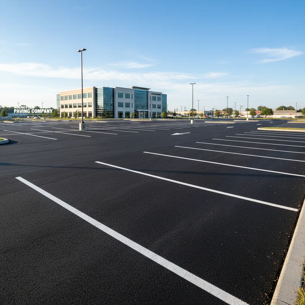 Newly paved commercial parking lot